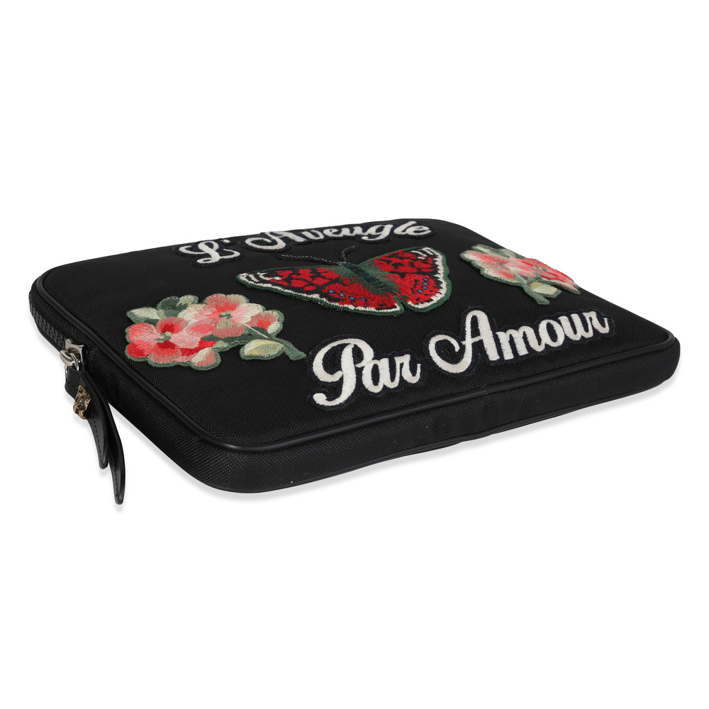 Gucci Black Embroidered Techno Canvas Pouch - Picture 6 of 7